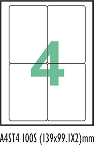 Desmat A4 Size Paper Labels For Laser, Inkjet & Copiers (4 Label Sheet)(Pack Of 100 Sheets)